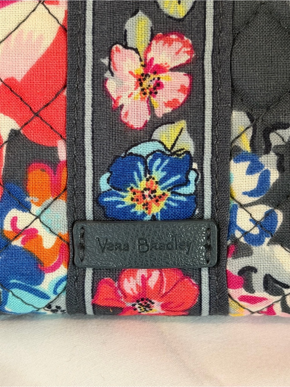 Vera Bradley Quilted Floral Wristlet - Black with Multicolor Blooms - Picture 2 of 7